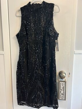 New York & Company Black Sequin Midi Dress